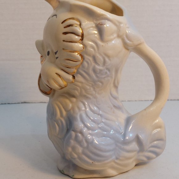 Vtg 1940 Shawnee Pottery Chick/Bird Gold Trim Blue Creamer - Picture 5 of 5